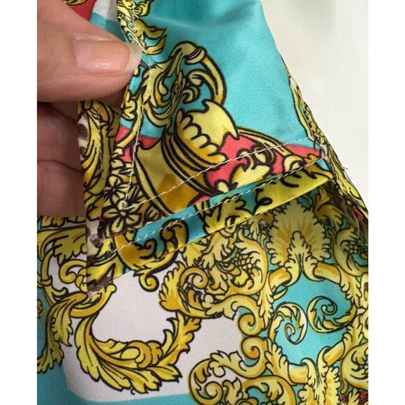 DEMOCRACY Button Front Blouse-Top-Graphic Print-Silky-Cheetah-Long Sleeve-Size L - Picture 3 of 8